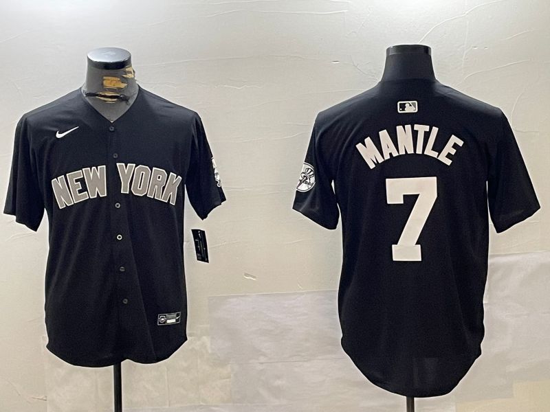 Men New York Yankees 7 Mantle Black Game 2024 Nike MLB Jersey style 1202